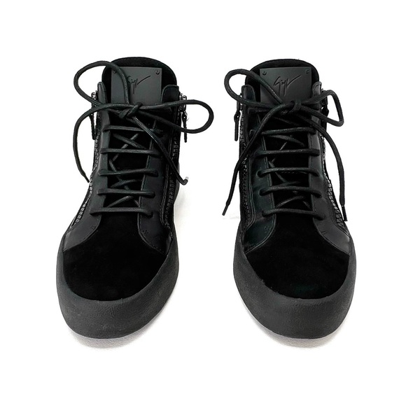 Giuseppe Zanotti Kriss Mid Sneakers All Black Euro Size 40 = US 10 Leather EUC - Picture 4 of 15